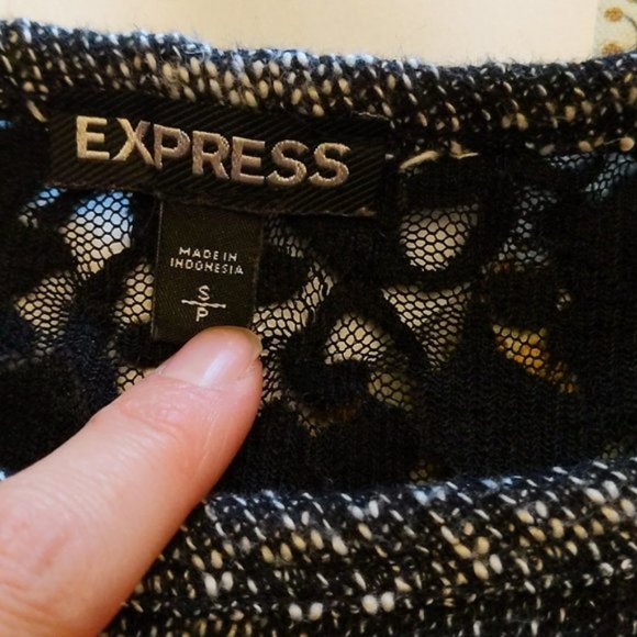 Express Black/White ( Gray) Lace Back Sweater - Picture 2 of 4